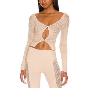 Poster Girl 'Livia' Tan Cut Out Crystal Hearts Top Size OS